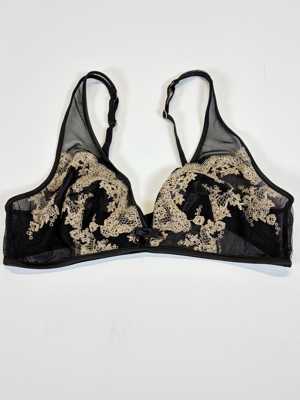 Palmers Black Lace Mesh Bralette Soft Cup Sheet Lingerie Medium
